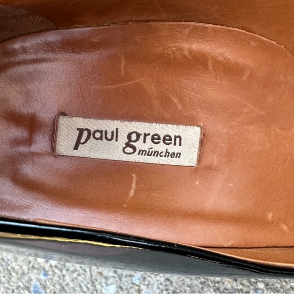 Paul Green Black Patent Leather Heels Pumps Peep Toe Bow Detail - Picture 3 of 7